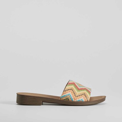 Sandalia plana pala rafia multicolor NYC