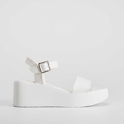 Sandalia cuña plataforma blanca NYC