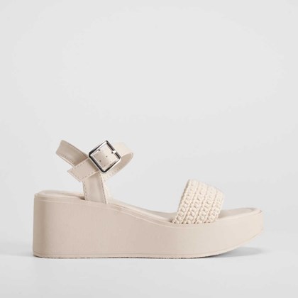 Sandalia cuña plataforma beige NYC