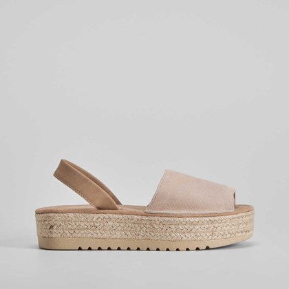 Menorquina plataforma piel beige NYC