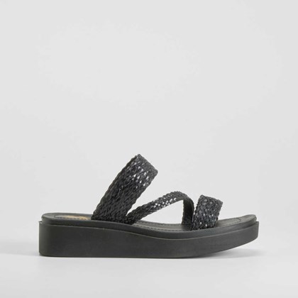 Sandalia plataforma trenzada negra NYC