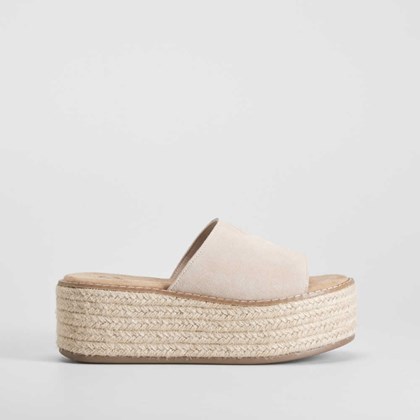 Sandalia bio plataforma yute piel rosa NYC