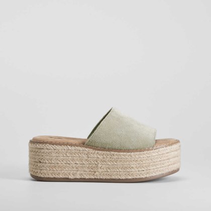 Sandalia bio plataforma yute piel verde NYC