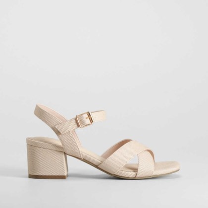 Sandalia tacón cruzada rosa COMFEET