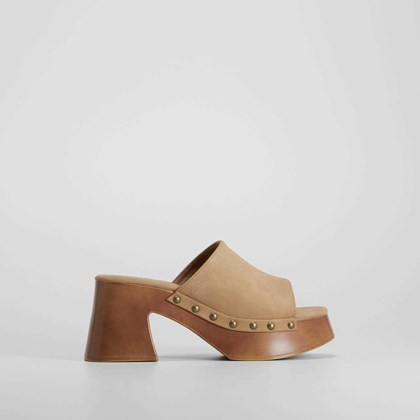 Sandalia chunky tacón marrón claro NYC