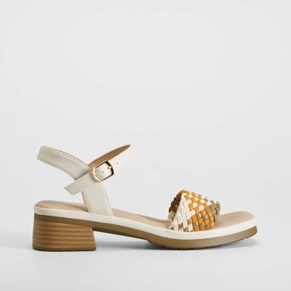 Sandalia tacón bajo trenza multicolor COMFEET