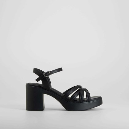 Sandalia tacón multitiras negra NYC