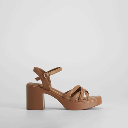 Sandalia tacón tiras marrón NYC