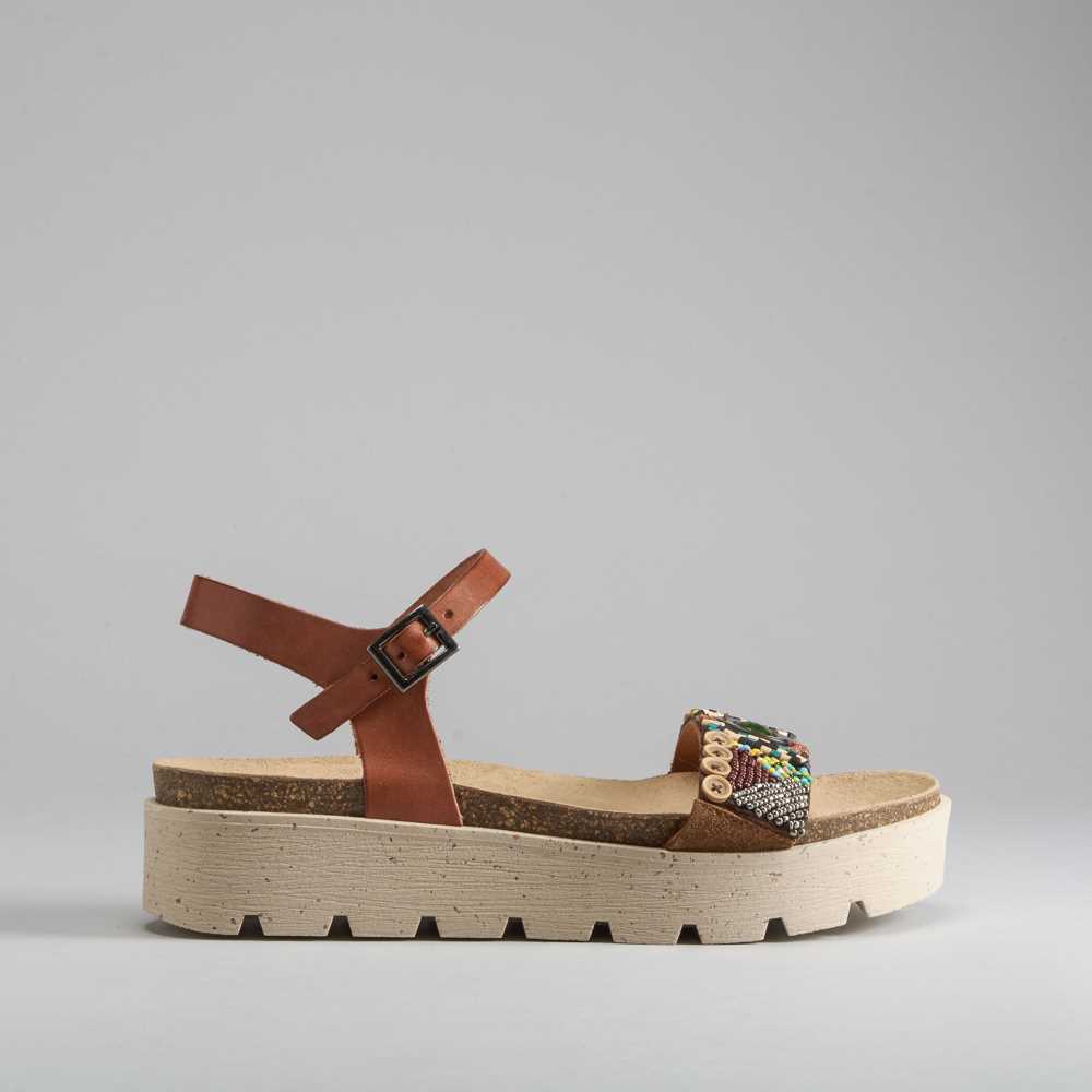 Sandalia bio piel pulsera étnico SENDA ROAD | Merkal Calzados