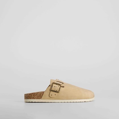 Zueco bio plano hebilla beige NYC