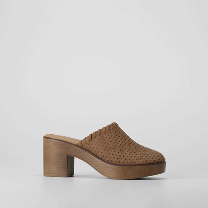 Zueco tacón plataforma marrón SENDA ROAD