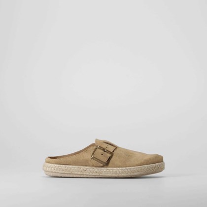 Zueco bandeleta yute piel beige SENDA ROAD