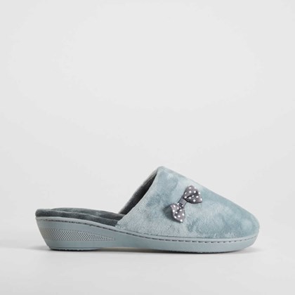 Zapatilla casa lazo y topos gris OLYNE