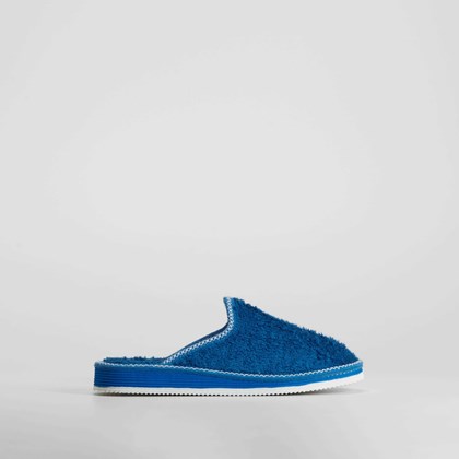 Zapatilla de casa abierta rizo azul COMFEET