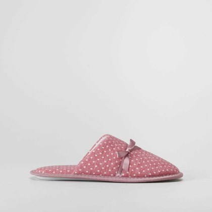 Zapatilla de casa rosa con lazo y lunares OLYNE