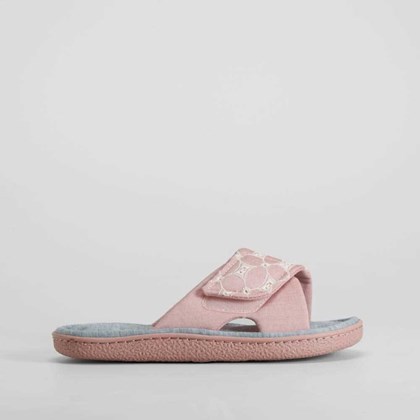 Zapatilla de casa abierta velcro rosa OLYNE