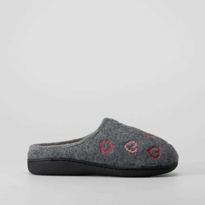 Zapatilla de casa gris corazones OLYNE