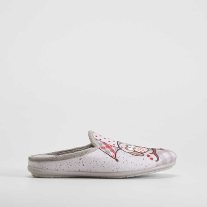 Zapatilla casa beige búho OLYNE