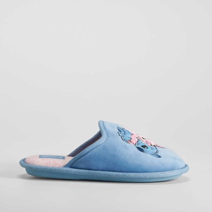 Zapatilla casa bordada azul STITCH