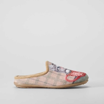 Zapatilla casa gato beige OLYNE