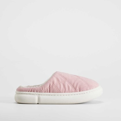 Zapatilla casa rosa acolchada suela crema OLYNE