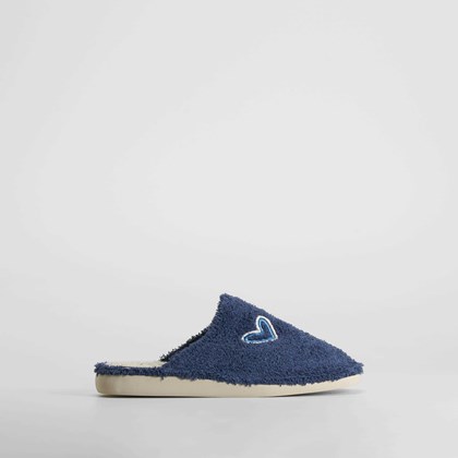 Zapatilla de casa rizo corazón azul COMFEET
