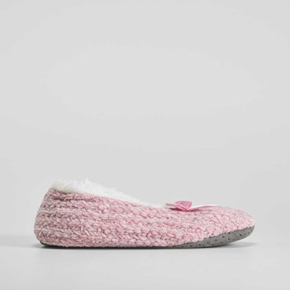 Slippers de mujer forradas rosa lazo