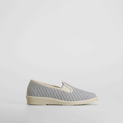 Zapatilla de casa plana rayas azul OLYNE