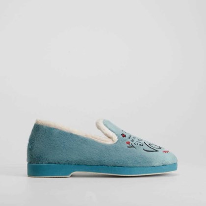 Zapatilla de casa Frida ilustrada verde COMFEET