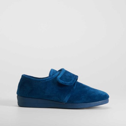 Zapatilla casa cerrada velcro azul OLYNE