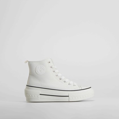 Zapatilla botín cuña lona blanca NYC