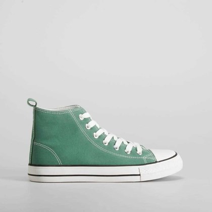 Zapatilla lona alta verde con cordones NYC