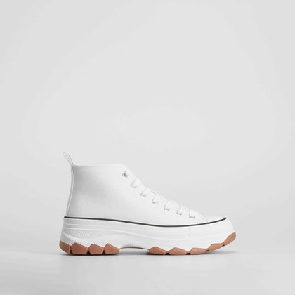 Zapatilla de lona alta chunky blanca NYC