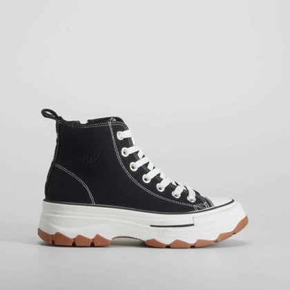 Zapatilla alta de lona chunky negra NYC