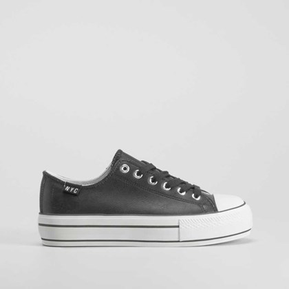 Zapatilla lona plataforma color negro NYC
