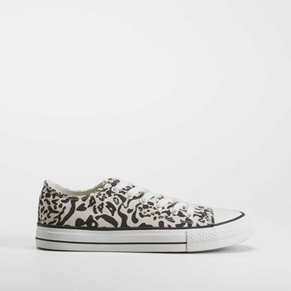 Zapatilla lona animal print negro NYC