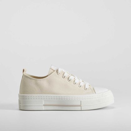 Zapatilla lona reciclada plataforma beige NYC