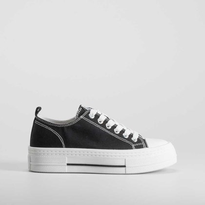 Zapatilla lona plataforma negra suela blanca NYC