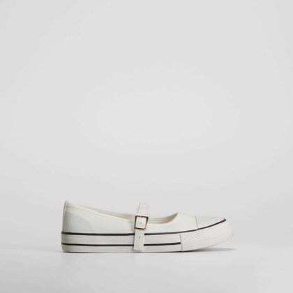 Lona merceditas con tira ajustable blanca NYC