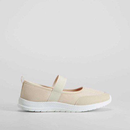 Bailarina deportiva beige con tira elástica UTWO