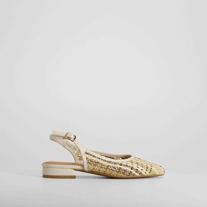 Bailarina abierta tacón bajo beige FOSCO