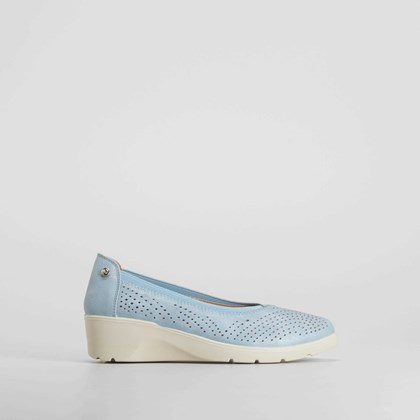Bailarina cuña perforada confort azul MYSOFT