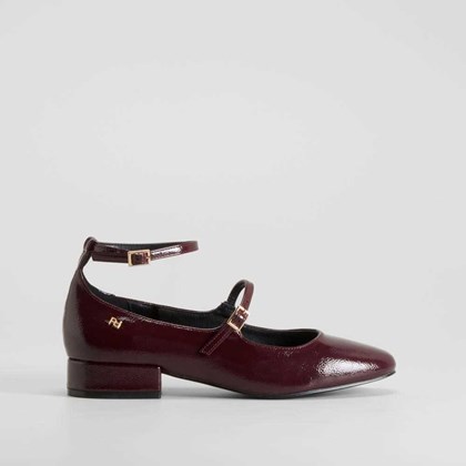 Zapato burdeos tacón bajo pulsera PICCOLA PIU
