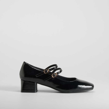 Mercedita tacón ancho negra PICCOLA PIU