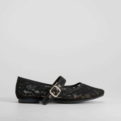 Bailarina negra encaje hebilla PICCOLA PIU