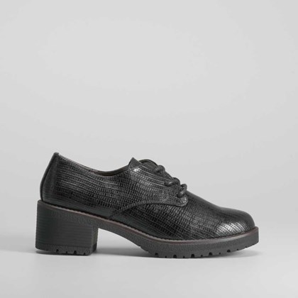 Zapato blucher tacón dentado negro PICCOLA PIU