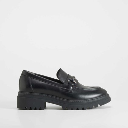 Mocasín herraje piel negro FOSCO