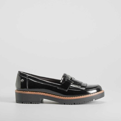 Mocasín flecos estribo negro PICCOLA PIU
