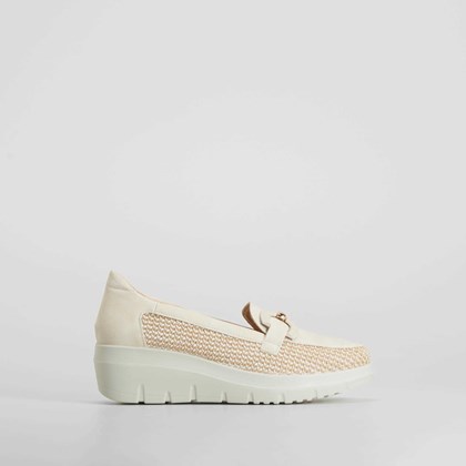 Mocasín cuña confort beige MYSOFT