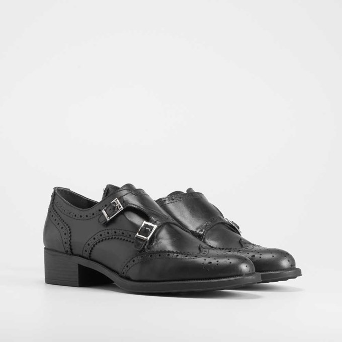 Zapato monk negro piel | Merkal Calzados